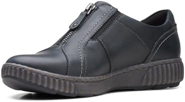 Clarks Women's Magnolia Zip Sneaker, Black Leather, 9 Wide | Image 4