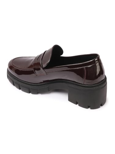 Image of Carlton London Chunky Heel Loafers for Women - Classic Style with Modern Comfort - Perfect for Work & Everyday