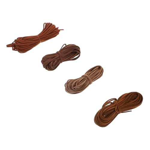 SAFIGLE 4 Piezas Cordones de Gamuza Trenzados para Bisutería Cuerda Artesanal para Pulseras y Collares Rojo Camel y Amarillo Café Material Ligero y Duradero para Manualidades