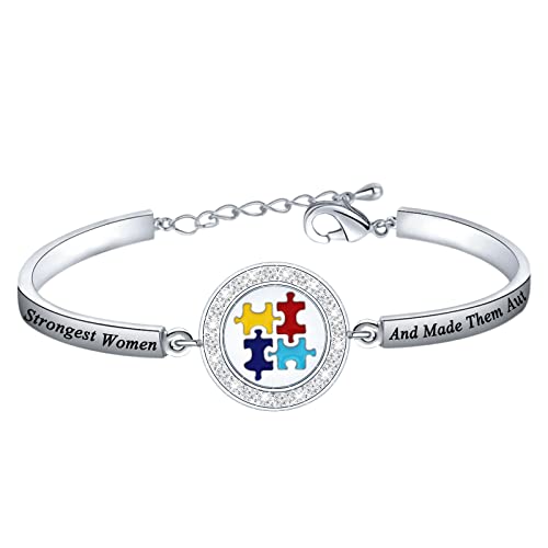 FEELMEM Autismo Mamma Gioielli Dio Trovato Alcuni dei Più Forti Donne Braccialetto Autistico Regalo Autistico Autismo Consapevolezza Gioielli Orgoglioso Autismo Mamma Regalo, Middle