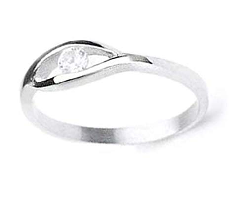 C&D Jewelry Single CZ Stone Stainless Steel Ring - 3mm AA Cubic Zirconia. Womens Rings. Promise Eternity Trinity Rings/Purity Ring for Her