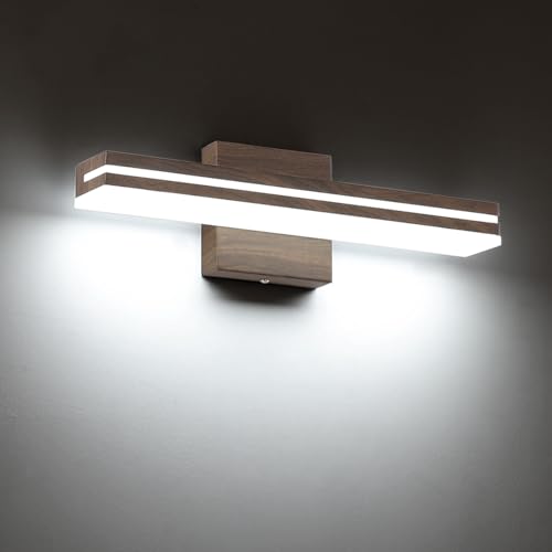 Image of SineRise 16-Inch LED Modern Bathroom Vanity Light Bar, Brown Modern Acrylic Bathroom Wall Lighting Fixtures Over Mirror (Cool White 6000K)