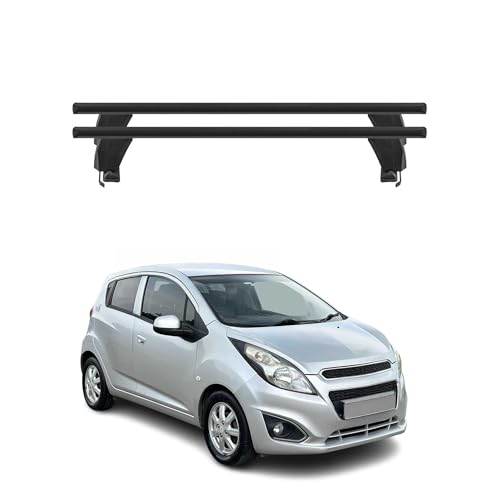 OMAC Roof Rack Cross Bars for Chevrolet Spark 2016-2022 Lockable 110Lbs Aluminium Black 2Pcs fits Cargo Carriers Kayak Canoe Bike Snowboard
