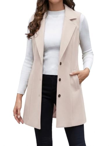 Image of IDEALSANXUN Plaid Vest for Women Fall Winter Sleeveless Blazer Jackets