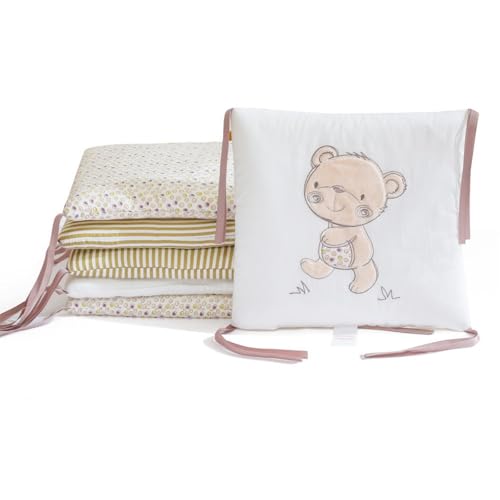 Set de 6 Piezas de Protección Infantil，Protector Cuna, chichonera Cuna,Protectores Modulares Transpirables y Elemento Decorativo de Diseño para Cuna