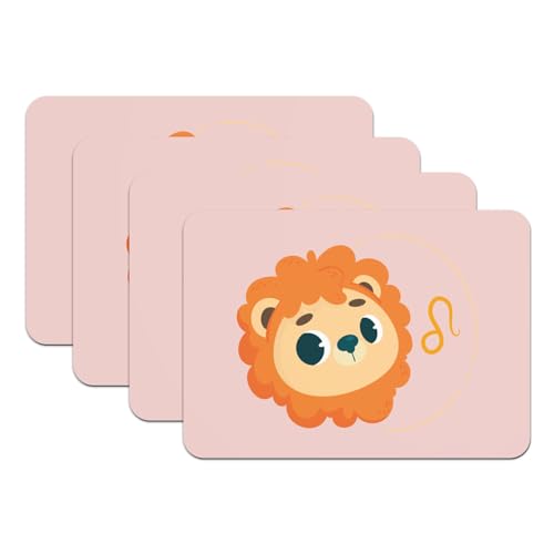 Set de table lion rose grand format en caoutchouc de qualité supérieure