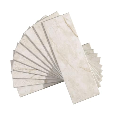 Tilingview 30 PCS Peel and Stick Backsplash Tile for Kitchen/Bathroom/Living Room, 3"x 9" Self-Adhesive Subway Tile for Backsplash, Matte Glazed/Handmade Tiles (Beige Yellow)