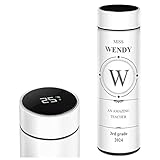 Maverton White Travel Mug for her - Personalised Tumbler for Woman - Thermos for Wife - Stainless Steel Insulated Cup for Birthday - Engraved Mug for Tea and Coffee Lover - Teacher