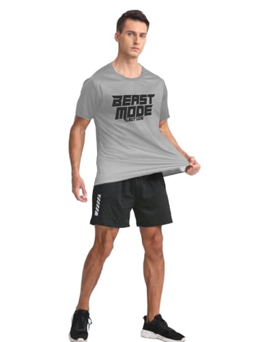 Image of LEOTUDE Men's Regular Fit Half Sleeve Round Neck Cottonblend Tshirt (Color Black)
