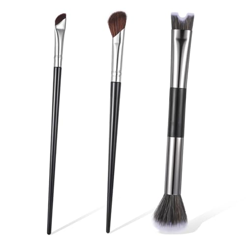 Dual-End Contour Nose Brush 2-in-1 U-Shaped Nose Contour Brush for Makeup Fluffy and Angled Brushes Set for Sculpting Defining Highlighting and Blending