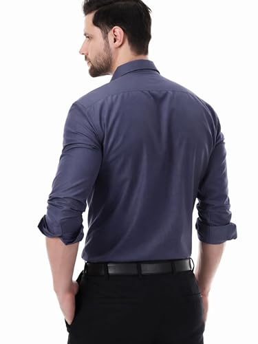 Image of XJARVIS Austin Men's Combed Cotton Shirt | Solid Plain Formal & Casual Shirt for Men | Regular Fit | Spread Collar | Full Sleeve | Office Wear Shirt with Pocket