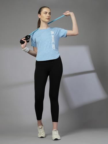 Image of CHKOKKO Womens Stylish Activewear Quick Dry Lightweight Breathable Printed Round Neck Half Sleeve Regular Fit Gym T Shirt for Sports Yoga and Training