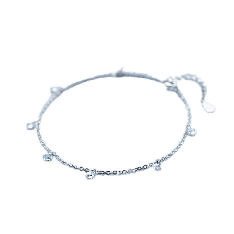 Pulsera de pie, Cadenas for el Tobillo, Tobillera de circón Brillante Auténtica Plata de Ley 925 Moda Descalza Pulsera de Cadena Original for Mujer Joyería Fina