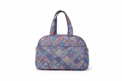 Image of Women's Printed Dome Satchel Handbag with Front Pocket Zip Closure Stylish Shoulder Bag for Daily Use Travel Office Multicolor Pattern