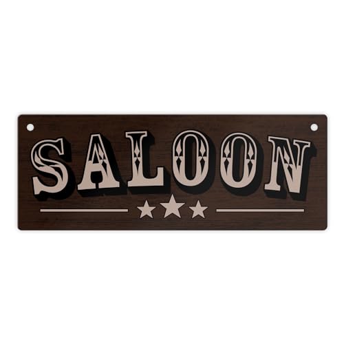Cartel de metal de Saloon con aspecto de madera, divertido cartel de chapa en aspecto occidental para el bar o la cocina como decoración