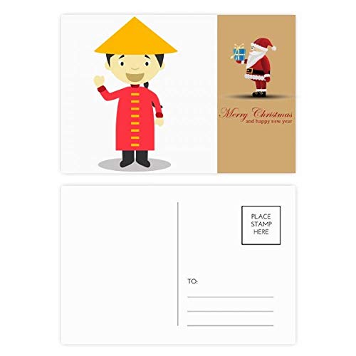 Cartes postales rouges Père Noël en porcelaine pour vœux de fin d'année