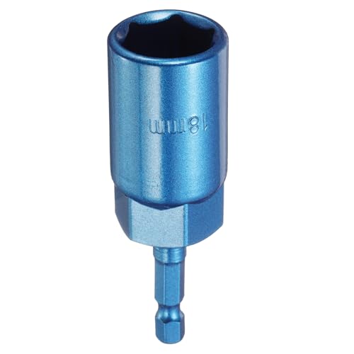 HARFINGTON Nut Driver 18mm Hex Drive Socket CR-V Steel Power Screw Drill Bits Socket Wrench Tools with 1/4" Quick Change Hex Shank for Power Drills Impact Drivers, Blue