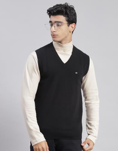 Image of Monte Carlo Off White Solid V Neck Sweater | Warm Woolen Pullover for Men | Soft Comfortable Knitted Winter Wear Sweater for Men's