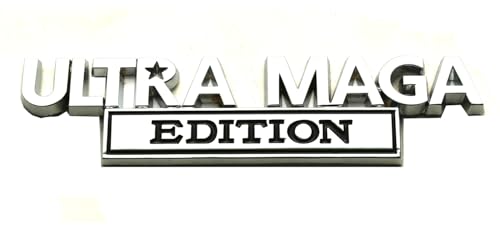 Image of 2Pcs Ultra MAGA Edition Emblems 3D Raised Car Decals, Classic Personality Labels Car Badges with Strong Adhesive, Exterior Auto Body Decor Embossed Stickers Logo for Car Truck SUV RV (Chrome Black)