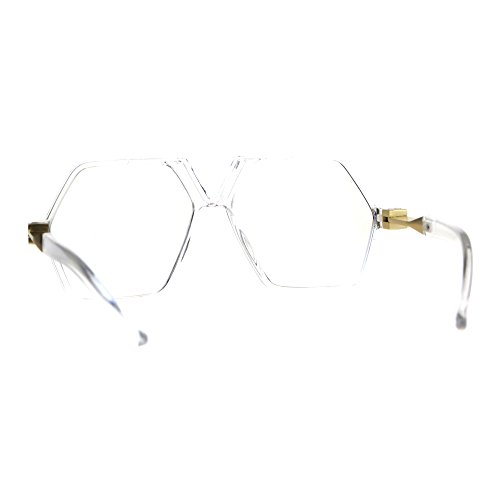 Hexagon Shape Clear Lens Glasses Unisex Oversized Flat Top Fashion Frame3