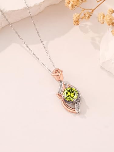 Rose Birthstone Necklaces for Women Rose Gold/White Gold Pendant Jewelry Wedding Anniversary Birthday Gift for Wife Her Mom Hypoallergenicity Jewelry With Fine Birthstone - Image 5