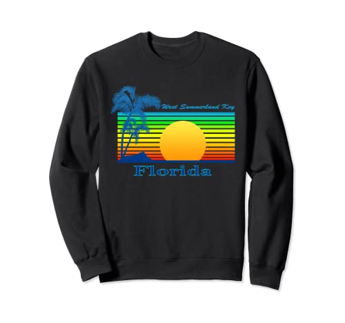 Puesta de sol de West Summerland Key Florida Retro Tropical Beach Sudadera
