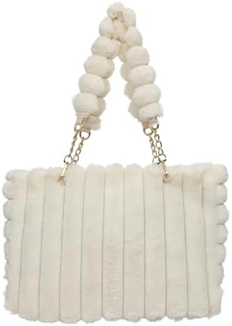 Fluffy Tote Bag Winter Faux Fur Bags for Women Y2K Furry Purse Fu...