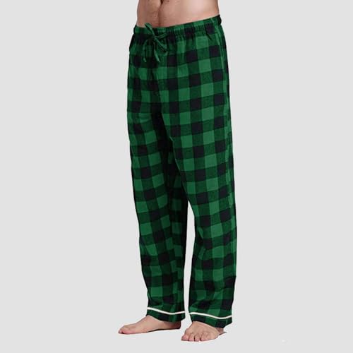 Mens Plaid Pajama Pants Comfy Sleepwear Lounge Pants Lightweight Elastic Waist Straight Leg Pj Bottoms with Pockets4