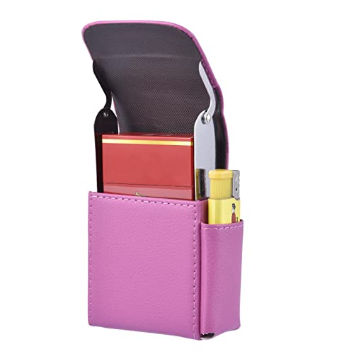 Portasigarette in pelle di alta qualità, con porta accendino, portasigarette in pelle litchi, con accendino, portasigarette in pelle con accendino