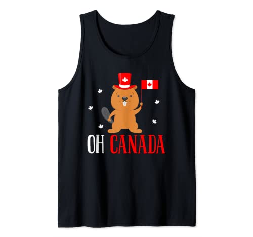Happy Canada Day Funny Canadian Groundhog Flag Camiseta sin Mangas