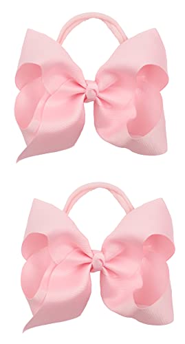 Image of Xansema 2Pcs 6 Inches Ribbon Baby Girls Headbands Infant Elastic Hairbands Large Cheer Bow Hair Band Accessories for Child Toddlers Girls (Pink)