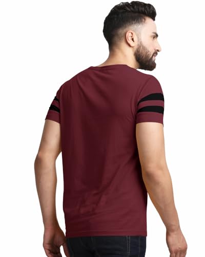 Image of Noble Monk Men Regular Fit T-Shirt | Round Neck | Half Sleeve | Self Design | Casual T Shirt for Men