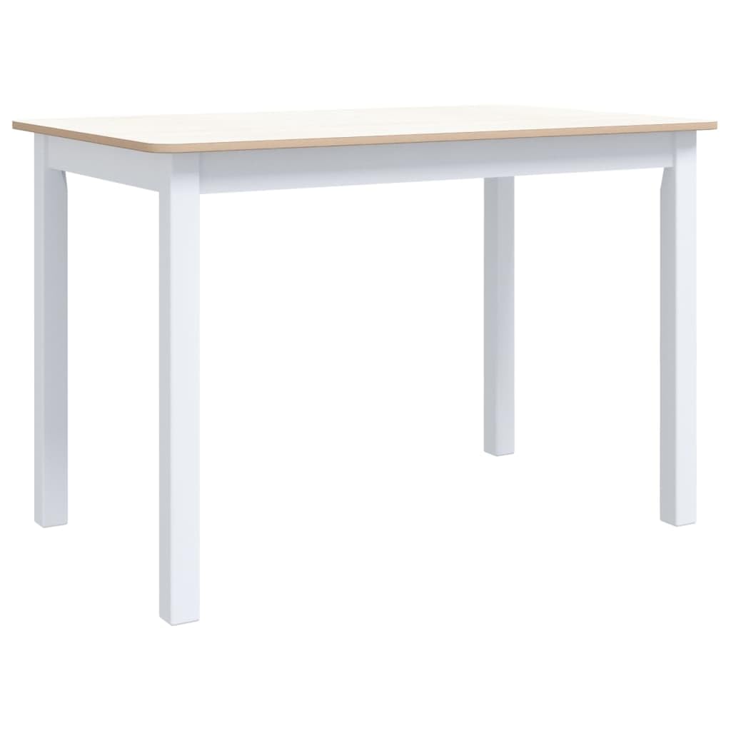 Mesa de comedor blanca y marrón de madera maciza de 114x71 cm para cocina