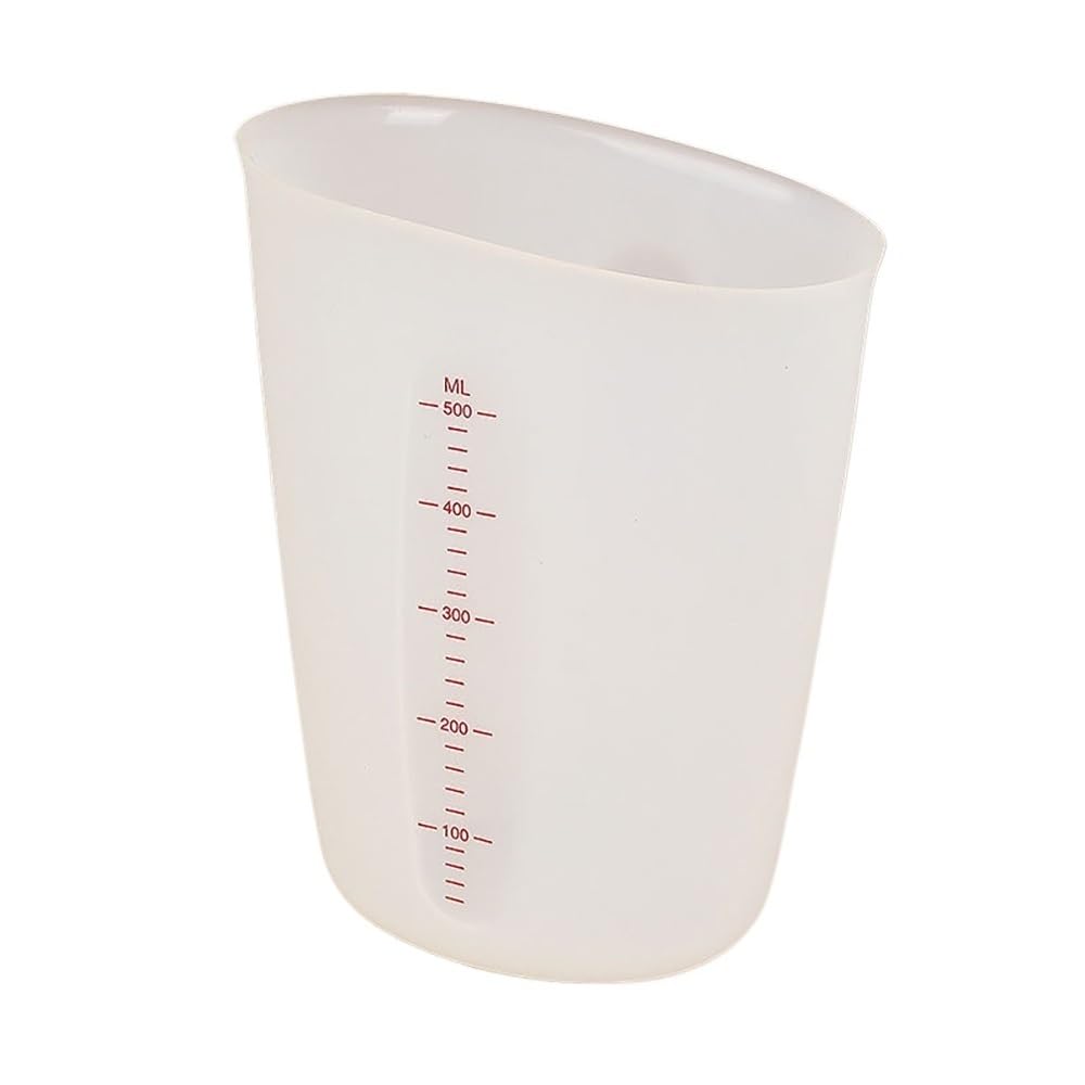 Taza Medidora 3 tazas medidoras de silicona con escala, transparentes, resistentes al calor, suaves, for hornear Jarra Medidora Cocina(White 500ml)