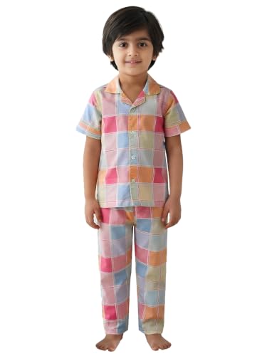 Image of POLKA TOTS 100% Pure Cotton Half Sleeve Night Suit for Kids, Girls & Boys | Cotton Pyjama Set | Unisex Night Dress for Children | Night Suit for Girls |Sleepwear for Kids | Winter Night Dress for Boys