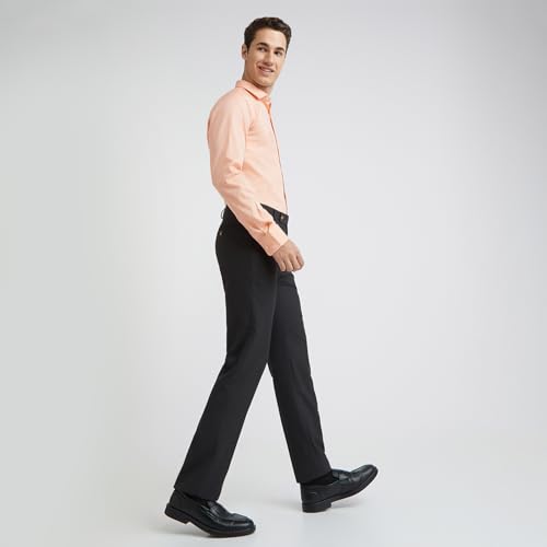 Image of Park Avenue Men's Regular Fit Mid Rise Checks Pattern Poly Viscose Blend Flat Front Formal Trouser
