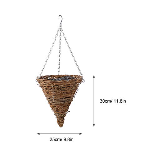Doitool Hanging Planter Plant Flower Pot Rattan Flower Basket Natural Handmade Rattan Braided Hanging Planter Basket Flower Pot Nest Storage Container (S Log Color) #TOP1