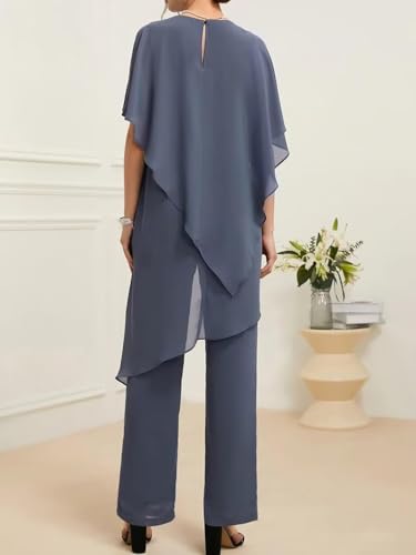 Mother of The Bride Pant Suits 2 Pieces Chiffon Womens Maxi Dress for Wedding2