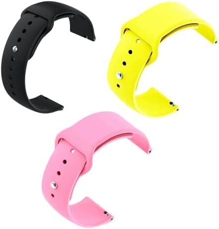 Soft Silicone Strap Replacement Band for Apple || Realme || Boat || Noise || Fireboltt || Amazfit || Samsung || Oneplus Smart Watch Straps (Black/Yellow/Pink, 23MM)