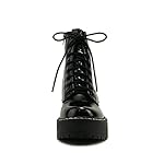 Soda FLING Women Chunky Lug Sole Lace up Fashion Combat Ankle Boot w/Side Zipper - Image 3