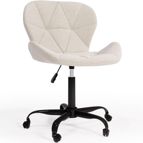 Image of Amazon Brand - Umi Home Swivel Height-Adjustable Boucle Fabric Office Computer Study Desk Chair for Salon, Spa in Off White Color