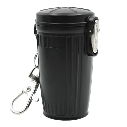 CENPEK Portable Ashtray Creative Pocket Ashtray Deodorant Cigarette Portable Ashtray With Lid And Keychain Suitable For Outdoor Travel And Camping (Black)
