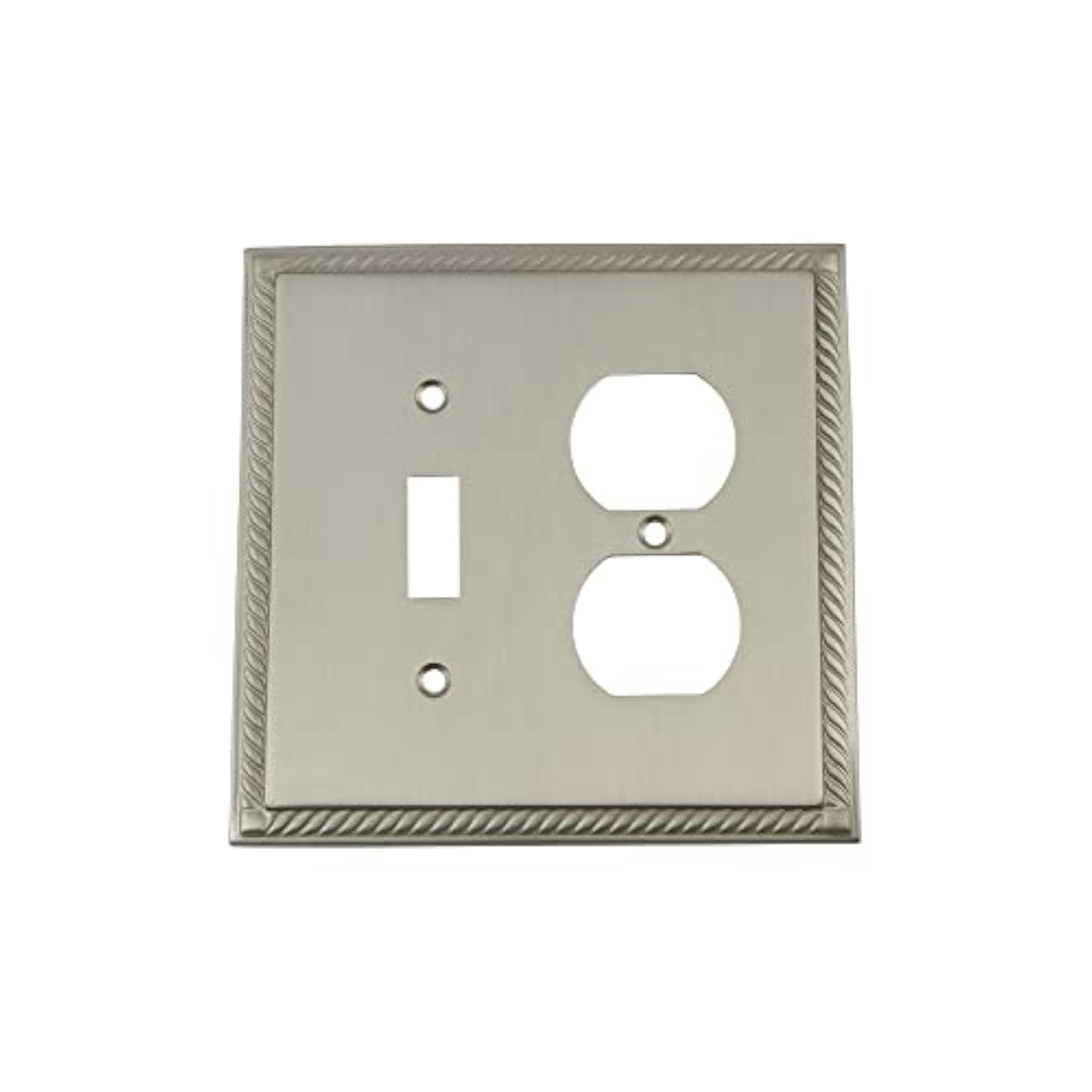 Warehouse 720043 Rope Switch Plate with Toggle and Outlet, Satin Nickel