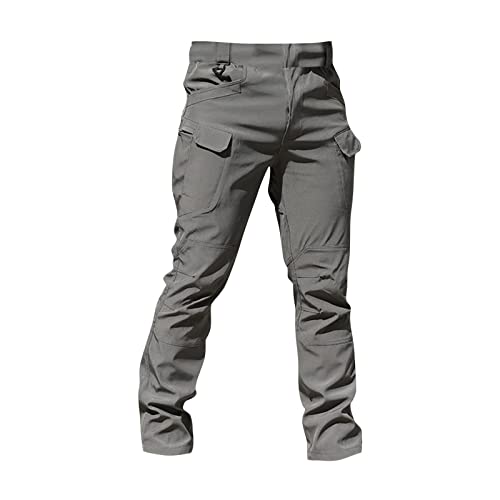 Cargo Pants for Men Military Fan Elastic Waistband Multi Pockets Lounge Camouflage Work Jeans2