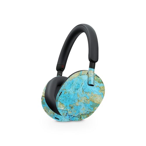 Image of MightySkins Glossy Glitter Skin Compatible with Sony WH-1000XM5 Headphones - Teal Marble | Protective, Durable High-Gloss Glitter Finish | Easy to Apply