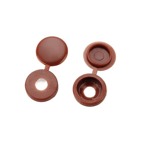 100個 ヒンジ付きプラスチックナットカバー 折りたたみ式スナップファスナー 家具装飾ボルト金具(Brown)