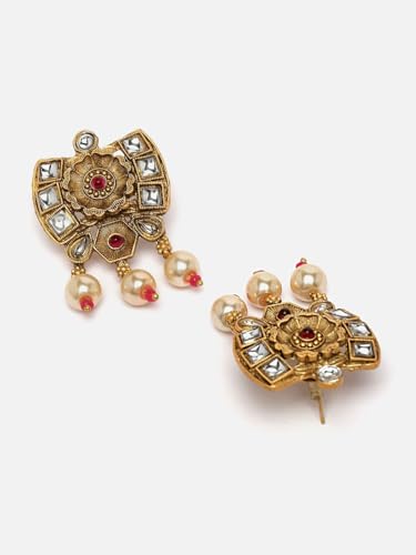 Juego de joyas con cuentas artificiales DMZ-1606 latón collar pendientes mujer S 2