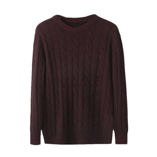 Pull tricoté homme cachemire épais à col rond couleur unie Kelsiop