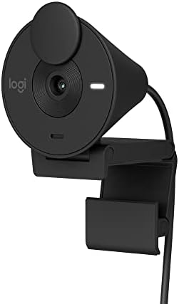 Logitech Brio 301 Full HD Webcam with Privacy Shutter, Noise Reduction Microphone, USB-C, Certified for Zoom, Microsoft Teams, Google Meet, Auto Light Correction - Black