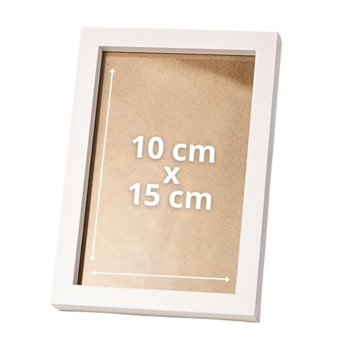 Genérico Marco de Fotos 10x15 cm Blanco para Mesa o Pared, Portafotos Vertical y Horizontal, Decorativo de Madera Estilo Minimalista, Ideal para Hogar, Oficina y Regalo